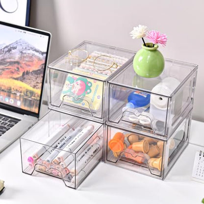 6 Pack Stackable Storage Drawers,Makeup Organizer with Pull-out Drawer