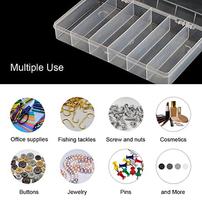 Vidifor 2 Pack 6 Grids Tackle Box Organizer Mascara Brushes Container Fishing Tackle Tray Box Plastic Storage Organizer Container for Crafts, Beads Earrings, Screws, Nail, Pins - size: Small 6 grids 2pcs no dividers