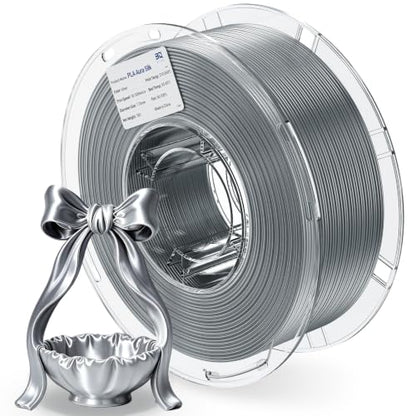BIQU PLA Aura Silk 3D Printer Filament 1.75mm 1KG(2.2lbs) Spool, Silver PLA - color: Silver