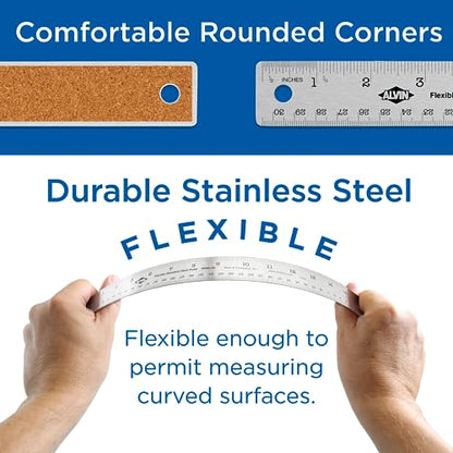 ALVIN Stainless Steel Ruler 24 Inches Model R590-24 Drawing and Design Tool for Students and Professionals, Great for Drafting, Architecture, Engineering, and Art - Stainless Steel Ruler -24 Inches - style: 24"
