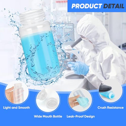 30 Pcs 8oz 250 ml Plastic Sample Bottle Wide Mouth Reagent Bottle Water Sample Bottles Lab Grade Polypropylene Bottles Containers for Laboratories Classroom