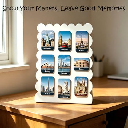 2Pack Metal White Scalloped Magnet Display Board, 13"×10" Anti-Slip Desk Magnetic Bulletin Board Decorative Tabletop Memo Photo Display Stand Small Business Supplies for Home Office Vendor Booth Class - size: 13" × 10"- w