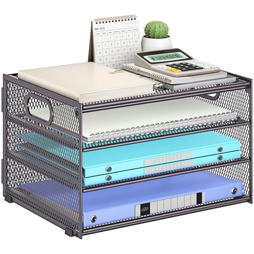 4 Tier Gray Paper Organizer for Desk,Trays for Classroom File Folder - color: Gray, size: 12.7" x 9.3" x 7.5"