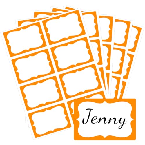 Anwyll Orange Name Tag Stickers - 200 Pcs 3'' x 2'' Name Label Stickers - color: Orange