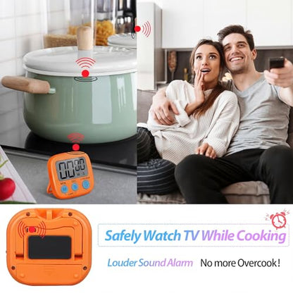 Weewooday 24 Pcs Digital Kitchen Timer Magnetic LCD Alarm, Pink, Orange - color: Pink, Orange