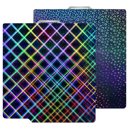 New Upgraded 257x257mm H1H Holographic Build Plate for Bambu Lab X2D/P2S/A1/X1C/X1/X1E/P1P/P1S, Smooth Kaleidoscope + Smooth Skynet Spring Steel Plate Flexible Plate for Bambu Labs 3D Printer - color: H1H( Kaleidoscope+Skynet)
