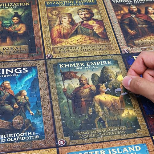 Think2Master Colorful Post Classical Civilization 500 Pieces Large Format Jigsaw Puzzle: 13+, Teens, Adults & Families. Great Gift with Historical Timeline & World Map. Size: 26.8” X 18.9” - style: Post Classical Civilization