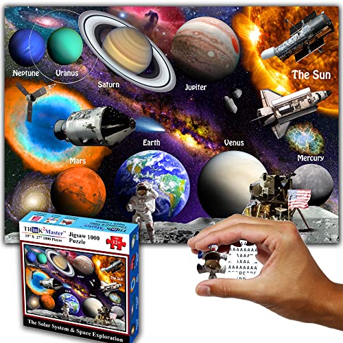 Think2Master Solar System & Space Exploration 500 Pieces with Very Large Pieces Jigsaw Puzzle 13+, Teens, Adults & Families. Great Gift for stimulating Learning About Astronomy. Size: 26.8” X 18.9” - style: Solar System & Space Exploration