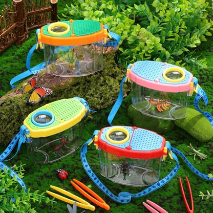 Halloscume 8 Pack Bug Catcher for Kids with Tweezers, Deep Colors - color: Deep Colors