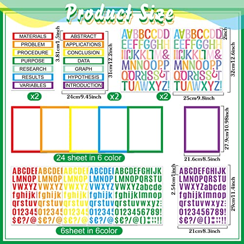 PerKoop 36 Sheets Science Fair Board Poster Boards Supplies 24 Self Adhesive Presentation Subtitles 4 Science Fair Project Titles 8 Personalized Letter Sticker for Classroom(Colorful) - color: Colorful