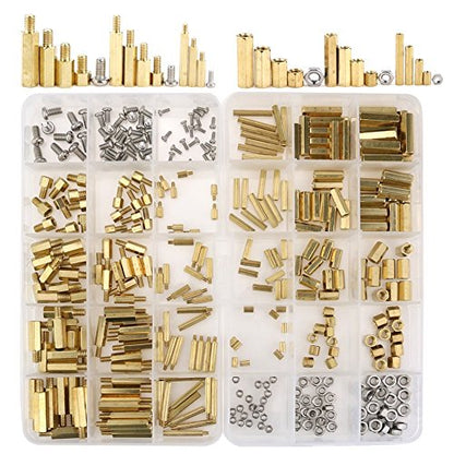 Hilitchi 360pcs M2 M3 M4 Male Female Brass Spacer Standoff Screw Nut Assortment Kit