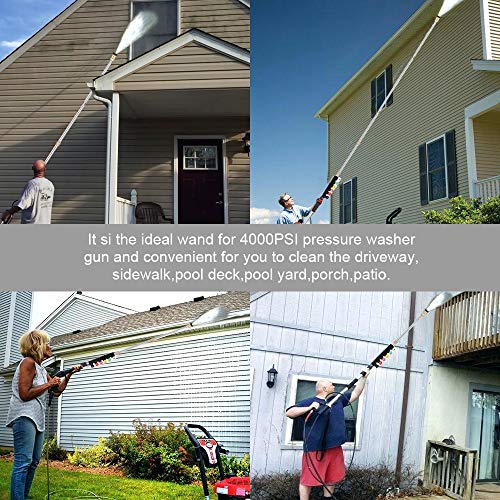 Selkie Pressure Washer Extension Wand Upgrade Power Washer Lance with Spray Nozzle Tips,30°,90°,120° Curved Rod, 1/4’’Quick Connect, Replacement for Anti-Leaked Ring 4000 PSI… - size: 97INCH