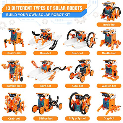 STEM 13-in-1 Education Solar Power Robots Toys for Boys Age 8-12 - color: Orange