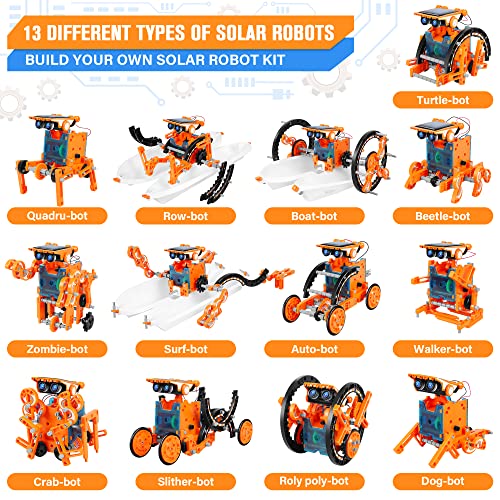 STEM 13-in-1 Education Solar Power Robots Toys for Boys Age 8-12 - color: Orange