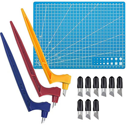 Sutekus 13pcs Craft Cutting Tools Set, 360° Rotating Art Cutting Tools with Replacement Blade and Cutting Mat for DIY Craft, Graphic Design, Scrapbooking