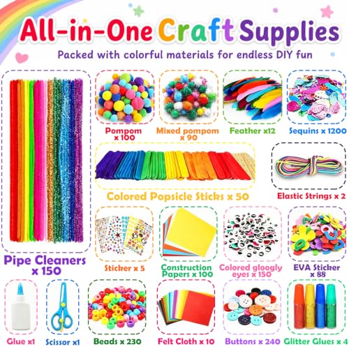 Arts and Crafts Supplies for Kids - Toddler Crafts Kits with Glue Stick - size: Storage Box Set (Extra Large)