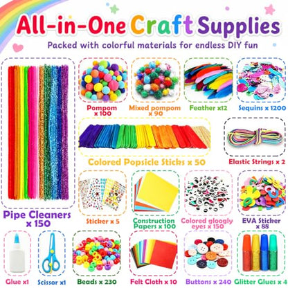 Arts and Crafts Supplies for Kids - Toddler Crafts Kits with Glue Stick - size: Storage Box Set (Extra Large)