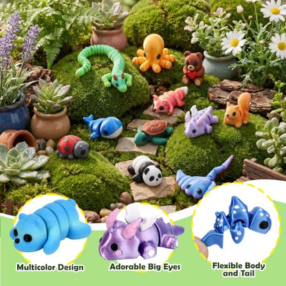 60PCS Mini 3D Printed Animals, Articulated Fidget Toys for Kids - style: 60P Mini Forest Animals