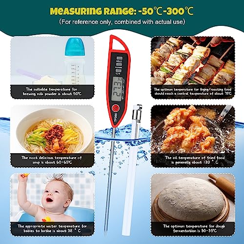 Copkim 6 Set Digital Food Thermometer Long Probe Instant,Black, White, Red - color: Black,White,Red