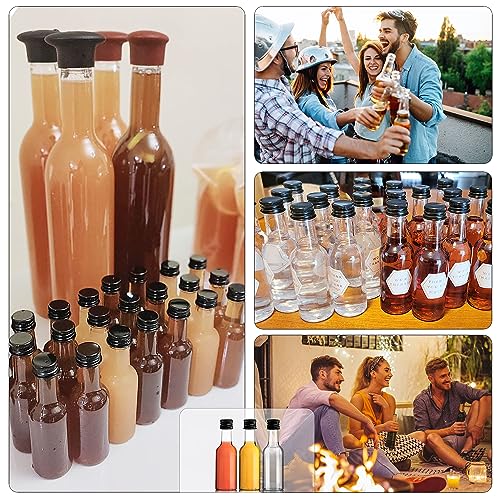 YZXODN 120 Pack 2 oz Mini Liquor Bottles, Plastic Spirit Bottles with Lables, Airtight Shot Bottle with Caps, Miniature Alcohol Bottle for Cocktail,Party Favors,Weddings - size: 120 pack