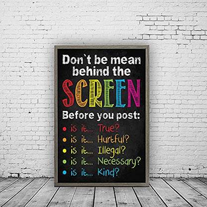 Jinniee Don't be mean PC Poster Computer Science Classroom Poster, Stem Technology Education Chart, Keyboard Coding Computer Lab Wall Art For Kids Class, Digital Keyboarding Posters - color: C