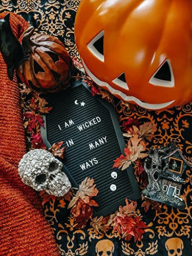 Nomnu Coffin Letter Board, Black Goth Decor with Bat Stickers Spooky Emojis - color: Black