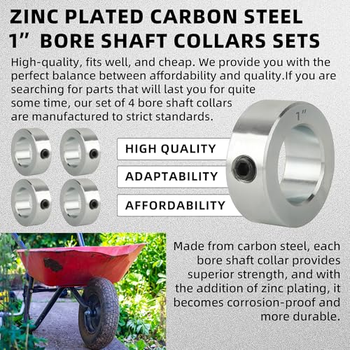 TonGass Screw Style Zinc Plated Carbon Steel 1" Bore Shaft Collar Set - size: 1"