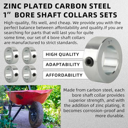 TonGass Screw Style Zinc Plated Carbon Steel 1" Bore Shaft Collar Set - size: 1"