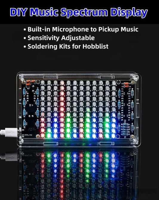 DIY Music Spectrum Led Light Soldering Practice kit, Complete Soldering Project kit with Components, PCB & Enclosure, Audio Level Indicator, Perfect for Electronics Enthusiasts & Beginners