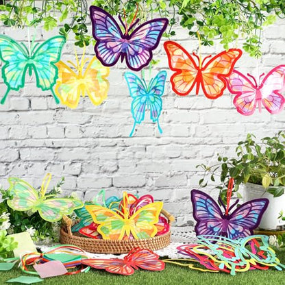 Eersida 32 Pcs Butterfly Suncatcher Craft Kit, Summer Butterflies for DIY - style: Butterfly Style