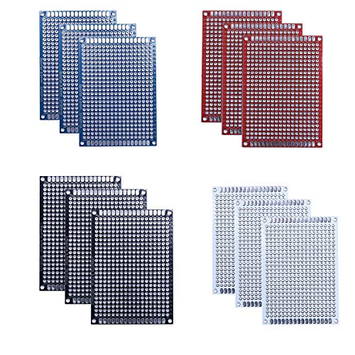 15 Pcs(5x7cm) Double Sided PCB Board Prototype Kit Soldering 4 Colour Universal Printed Circuit Board for DIY Soldering and Electronic Project - size: 15 Pcs(5x7cm)
