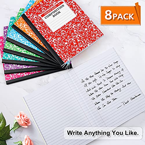 feela Composition Notebook, 8 Pack 8 Pastel Colors College Ruled Composition Books Bulk, Marble Cover Notepad Lined Cute Journal Notebooks for School Supplies Notes Taking Writing, 9.75 X 7.5 in - color: 8 Pastel College Ruled