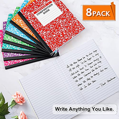 feela Composition Notebook, 8 Pack 8 Pastel Colors College Ruled Composition Books Bulk, Marble Cover Notepad Lined Cute Journal Notebooks for School Supplies Notes Taking Writing, 9.75 X 7.5 in - color: 8 Pastel College Ruled