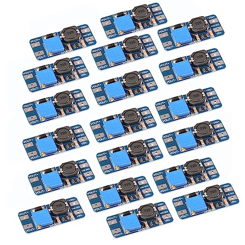 20PCS MT3608 DC-DC Step Up Boost Power Converter 2A Module Adjustable Step Up Voltage Regulator Board 2-24V to 5V-28V Output - color: 20 Pcs