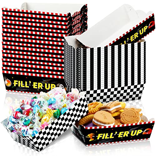 Cunhill 60 Pack Paper Food Trays 1 Lb Disposable Carnival Racing Car - size: 1 lb, style: Racing Car