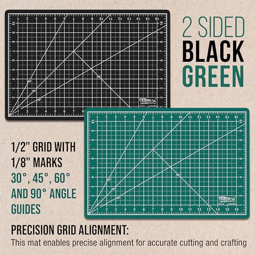 U.S. Art Supply 12"x18" Self-Healing Cutting Mat 5-Ply 2-Sided Green/Black - color: Green/Black