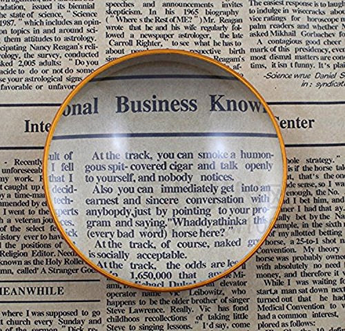 6X Domed Magnifying Glass 60mm Golden Desktop Paperweight Magnifier Reading Aid for Small Fine Print,Newspaper,Bible,Document Examination,Recipes, Craft and Map, Hand Polished & Light Gathering
