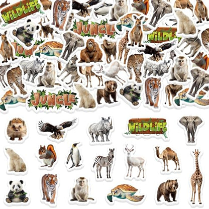 300Pcs Animals Foam Stickers, Self-Adhesive Cartoon Jungle Animals Foam Sticker Safari Animal Stickers for Home School Classroom DIY Art Craft Birthday Party Favor - style: Jungle Animal