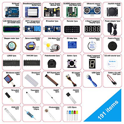 REXQualis Super Starter Kit Based on Arduino UNO R3 with Tutorial and Controller Board Compatible with Arduino IDE