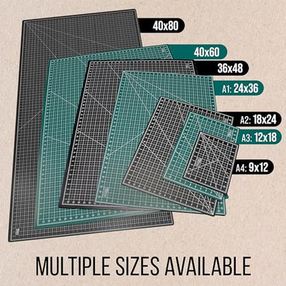 U.S. Art Supply 12"x18" Self-Healing Cutting Mat 5-Ply 2 Pack Green/Black - color: Green/Black