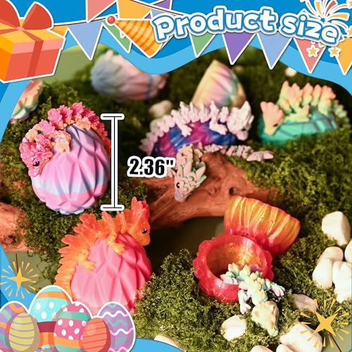 12 Pcs 3D Printed Dragon Eggs with Rainbow Dragons Inside - style: 12P Dragons with Eggs