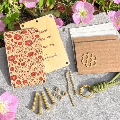 Happinit Mini Flower Press Kit, Pocket Flower Press Small, Miniature Flower Press, DIY Pressed Flower Plant Preservation Kit for Arts and Crafts Lovers - color: Rectangle Gold