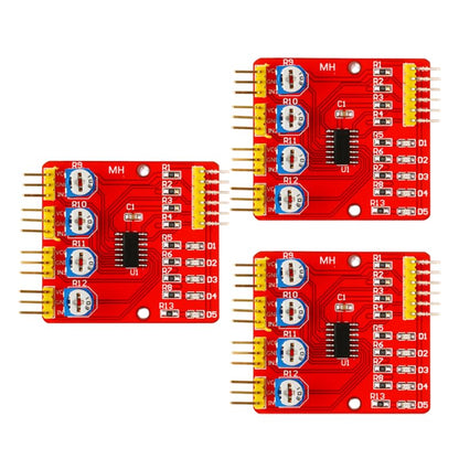 3Pcs 4-Channel Infrared Line Tracking Sensor Module, 3.3V-5V IR Line Following Obstacle Avoidance Module for Arduino DIY Smart Car Robot