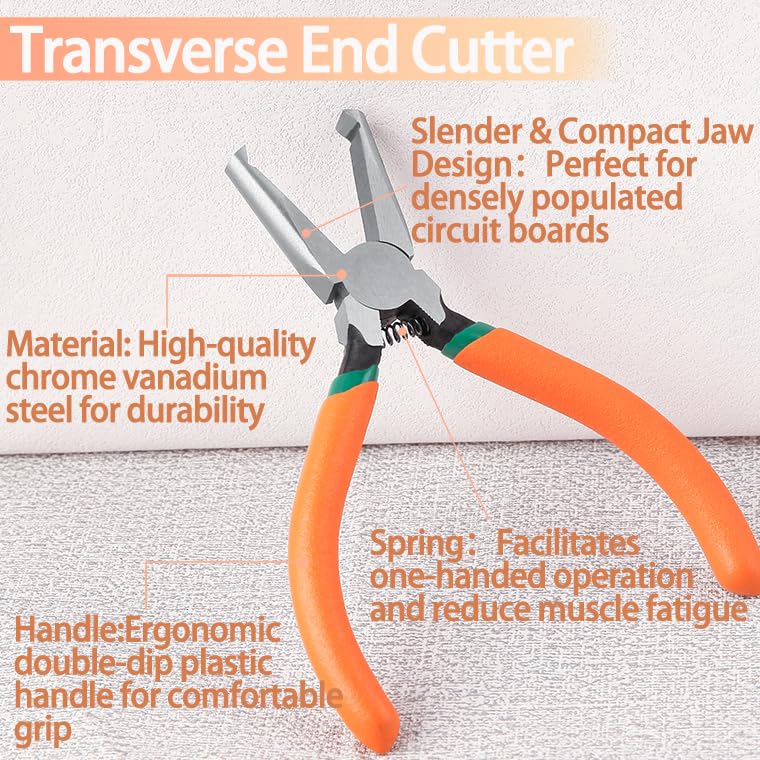 6-Inch Transverse End Cutter SMT/SMD Chip Cutters Side Cutting Pliers Front Angle Cutter Nipper End Cutter with Extra Long Flat Nose Tip Cutter 90 Degree Blade Precision Plastic Model - style: 6"