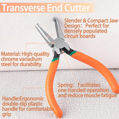 6-Inch Transverse End Cutter SMT/SMD Chip Cutters Side Cutting Pliers Front Angle Cutter Nipper End Cutter with Extra Long Flat Nose Tip Cutter 90 Degree Blade Precision Plastic Model - style: 6"
