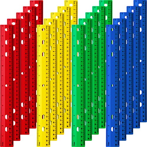 Chuangdi 20 Pieces 12 Inch Rulers Bulk Plastic Colorful Rulers for Kids Student Classroom School Office (Colorful,6 Hole) (Pack of 6) - color: Colorful, size: 6 Hole (Pack of 6)