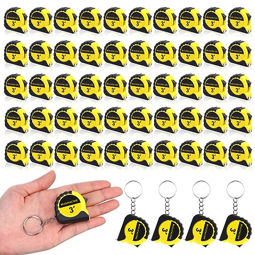 Kanayu 50 Pcs Mini Measuring Tape with Keychain, 3 ft, Yellow - color: Yellow, size: 3 ft