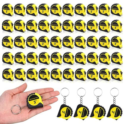Kanayu 50 Pcs Mini Measuring Tape with Keychain, 3 ft, Yellow - color: Yellow, size: 3 ft