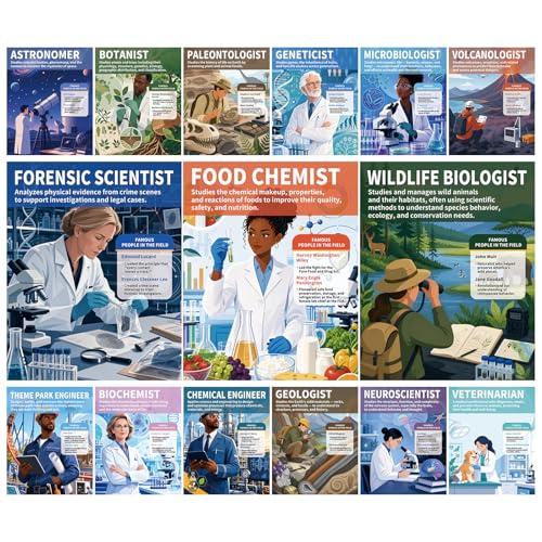 Arosche 11" x 14" Career in Science Posters for Classroom 15pc
