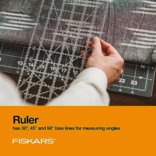 Fiskars 3-Piece Sewing Tool Set w/ 45mm Rotary Cutter, Cutting Mat & Ruler
